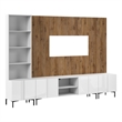 118W TV Stand with Storage Cabinet & Hutch & Large Wall Panel - Engineered Wood