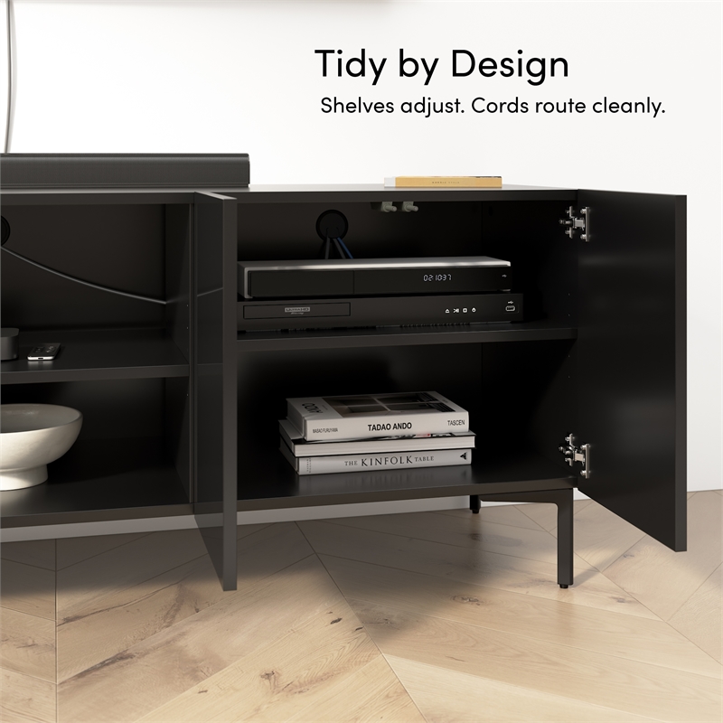 118W TV Stand with Storage Cabinet & Hutch & Large Wall Panel - Engineered Wood