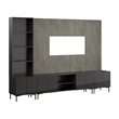 118W TV Stand with Storage Cabinet & Hutch & Large Wall Panel - Engineered Wood