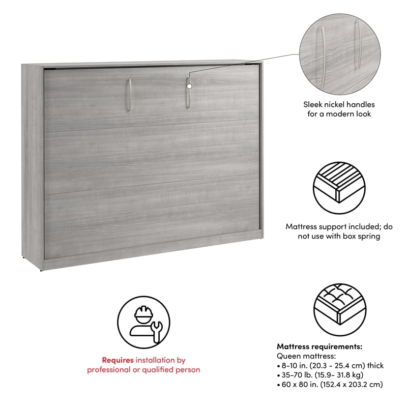 Claremont 85W Queen Horizontal Murphy Bed - Engineered Wood