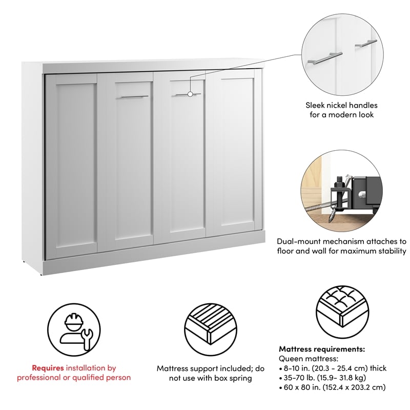 Pur 85W Queen Horizontal Murphy Bed - Engineered Wood