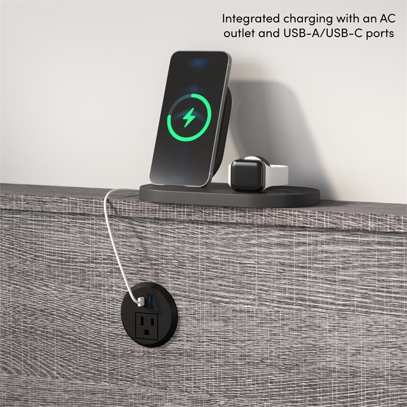 Pur 80W Full Horizontal Murphy Bed with Overhead Storage - Engineered Wood