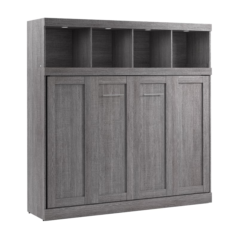 Pur 80W Full Horizontal Murphy Bed with Overhead Storage - Engineered Wood