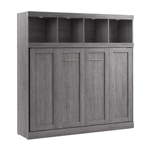 Pur 80W Full Horizontal Murphy Bed with Overhead Storage - Engineered Wood