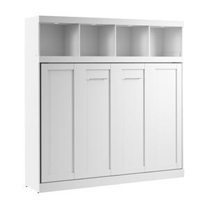 Pur 85W Queen Horizontal Murphy Bed with Overhead Storage - Engineered Wood