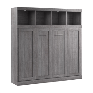 Pur 85W Queen Horizontal Murphy Bed with Overhead Storage - Engineered Wood