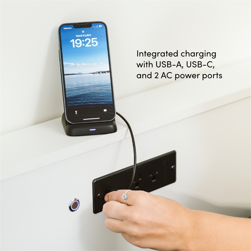 Avalon 61W Full Murphy Bed in High-Gloss White - Engineered Wood