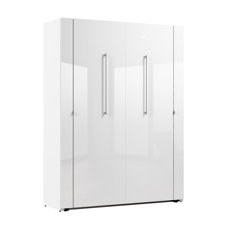 Avalon 61W Full Murphy Bed in High-Gloss White - Engineered Wood