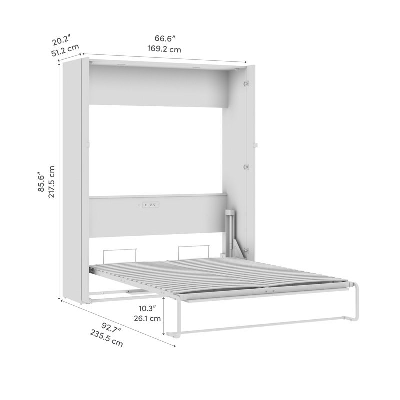 Avalon 67W Queen Murphy Bed in High-Gloss White - Engineered Wood