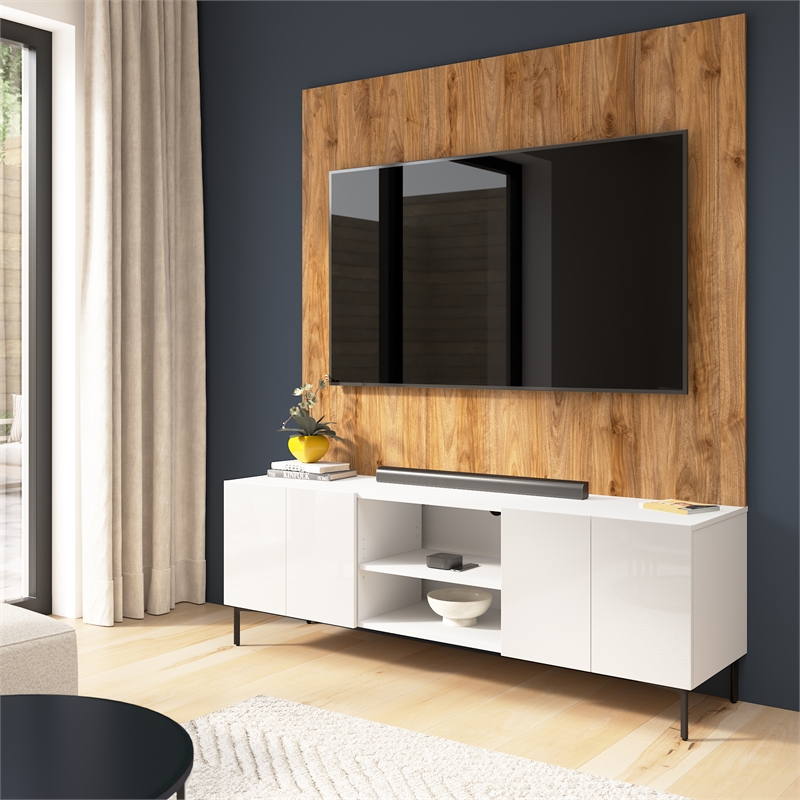 71W Entertainment Center with TV Stand and Small Wall Panel - Engineered Wood