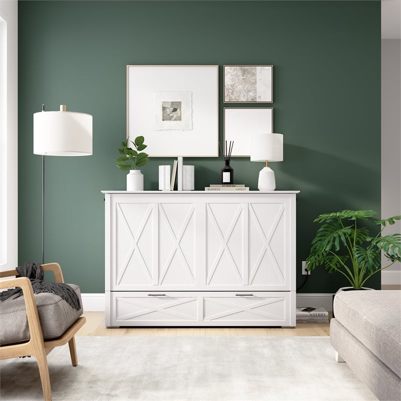 Key West 59W Full Murphy Cabinet Bed with Pullout Drawer - Engineered Wood