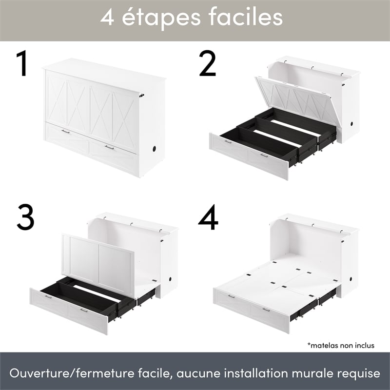 Key West 65W Queen Murphy Cabinet Bed with Pullout Drawer - Engineered Wood