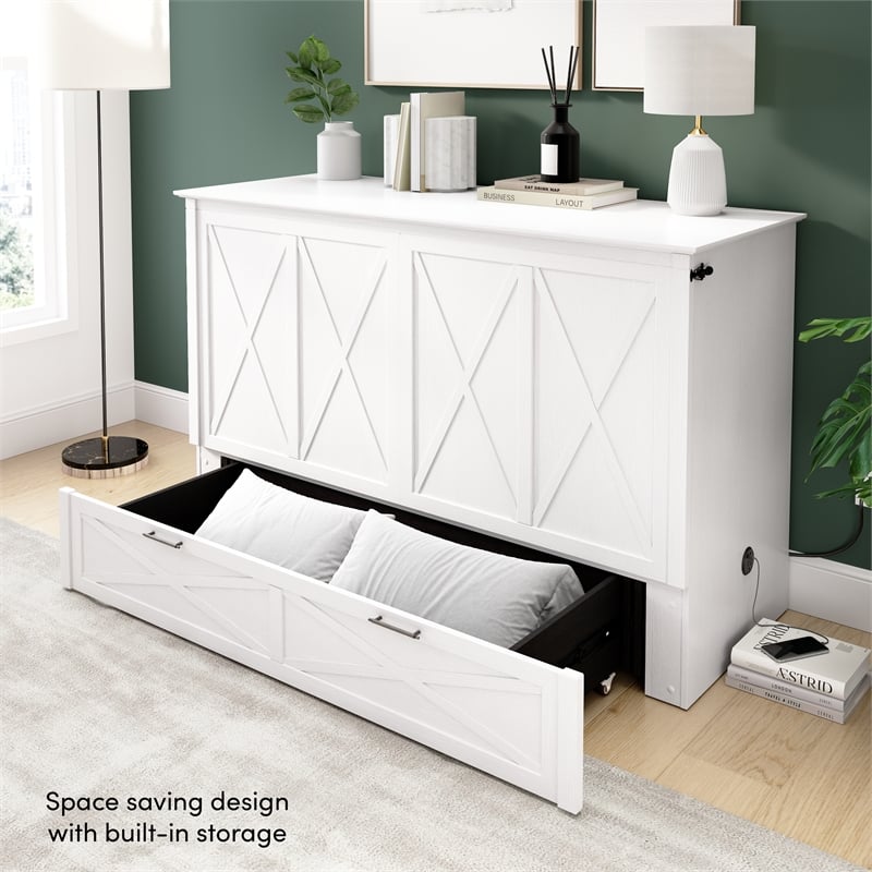 Key West 65W Queen Murphy Cabinet Bed with Pullout Drawer - Engineered Wood