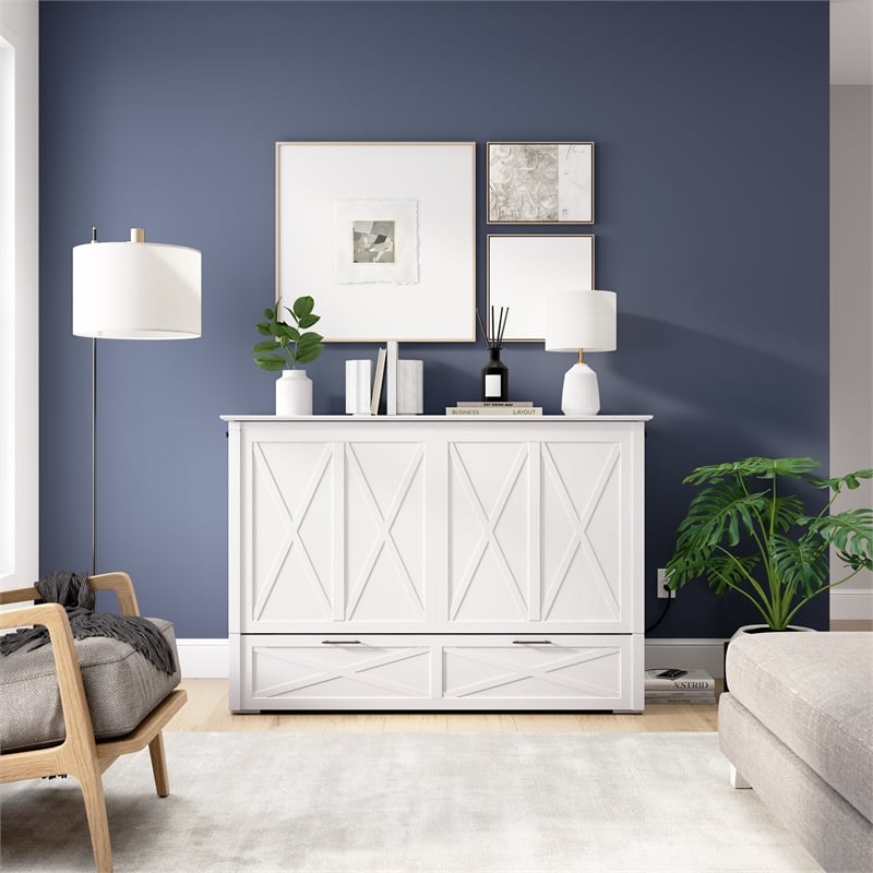 Key West 59W Full Murphy Cabinet Bed with Drawer Mattress - Engineered Wood