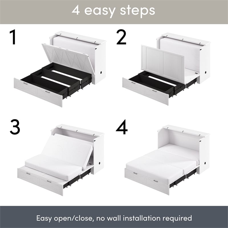 Key West 59W Full Murphy Cabinet Bed with Drawer Mattress - Engineered Wood