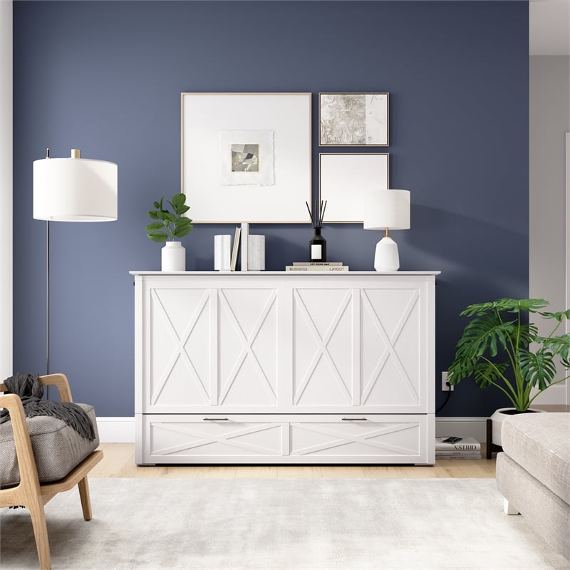 Key West 65W Queen Murphy Cabinet Bed with Drawer Mattress - Engineered Wood