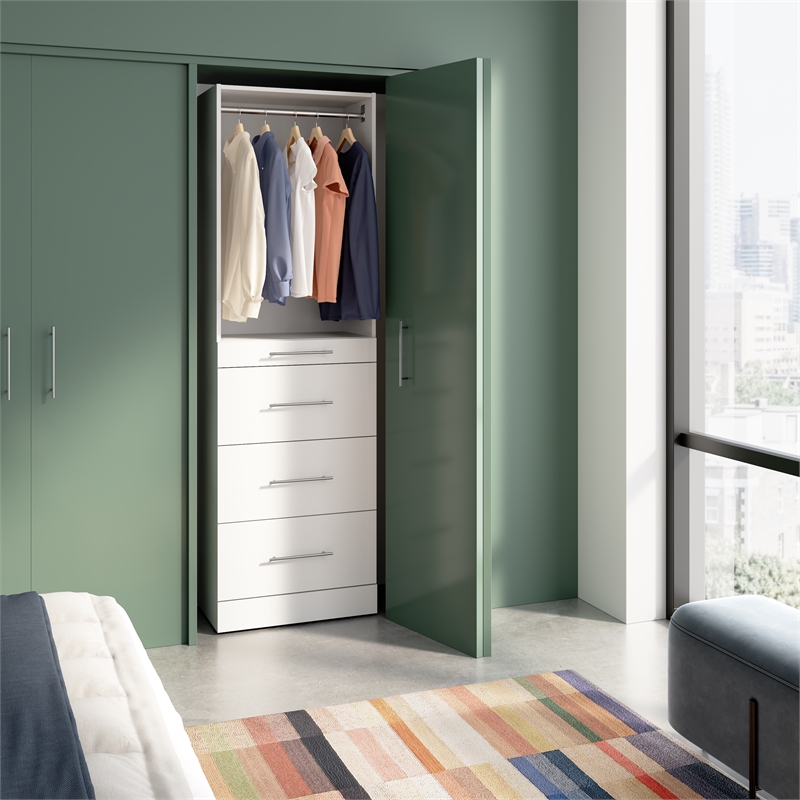 Florence 25W x 16D Closet System with 4 Drawers Slab - Engineered Wood