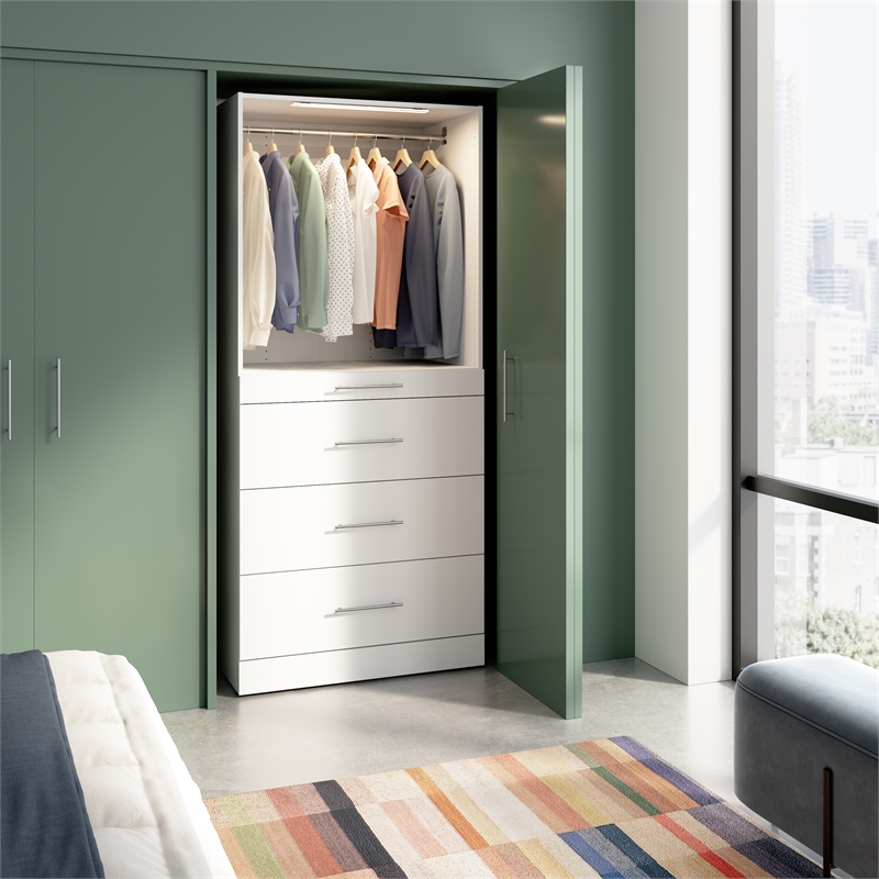 Florence 36W x 25D Closet System with 4 Drawers Slab - Engineered Wood