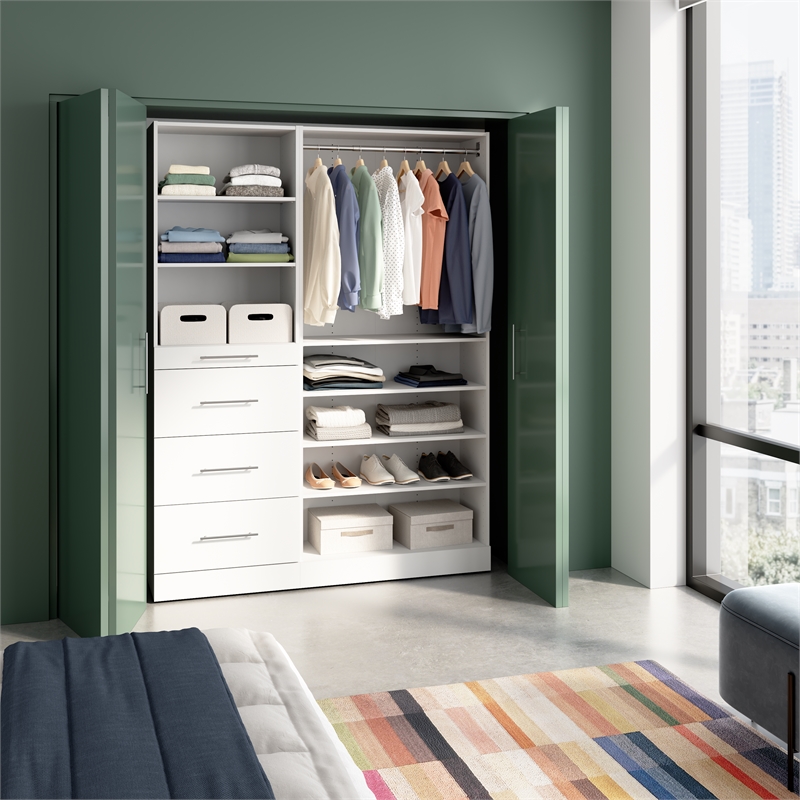 Florence 61W x 16D Closet System with Drawers Slab - Engineered Wood