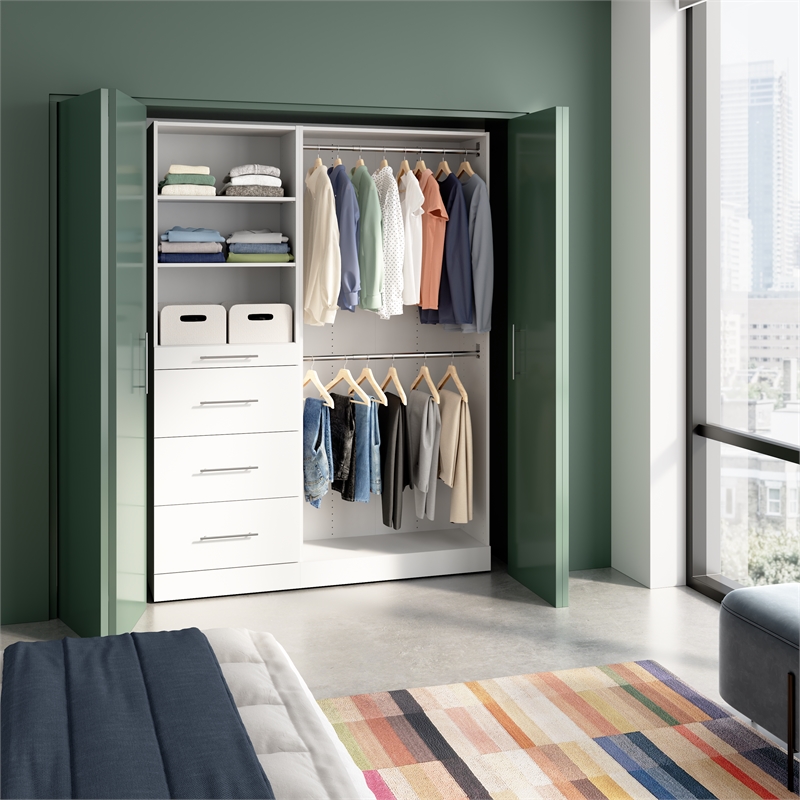 Florence 61W x 16D Closet System with Rods Drawers Slab - Engineered Wood
