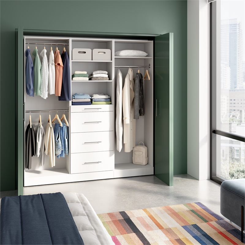 Florence 75W x 16D Closet System with Rods Drawers Slab - Engineered Wood