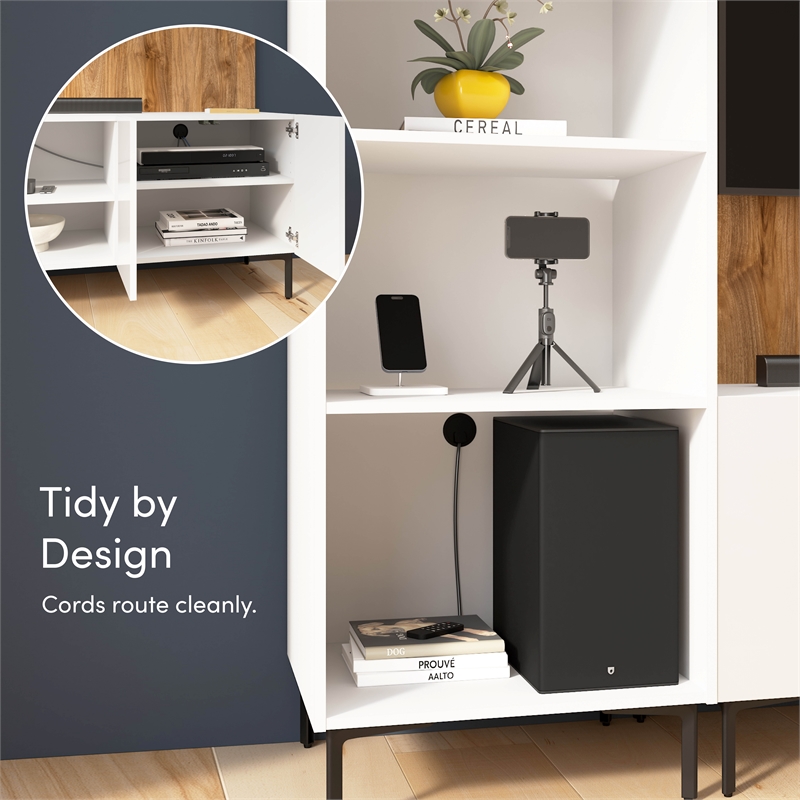 118W TV Stand Media Storage Towers and Small Wall Panel - Engineered Wood