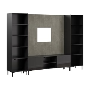 118W TV Stand Media Storage Towers and Small Wall Panel - Engineered Wood