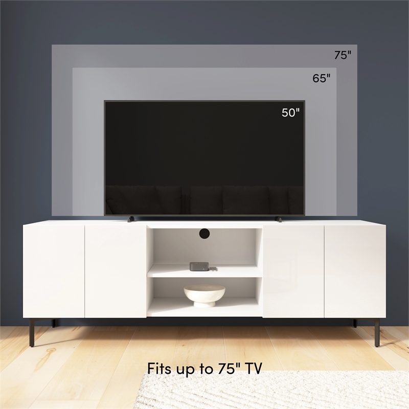118W Entertainment Center with TV Stand Media Storage Towers - Engineered Wood