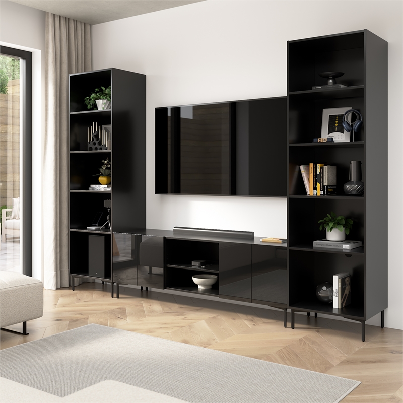 118W Entertainment Center with TV Stand Media Storage Towers - Engineered Wood