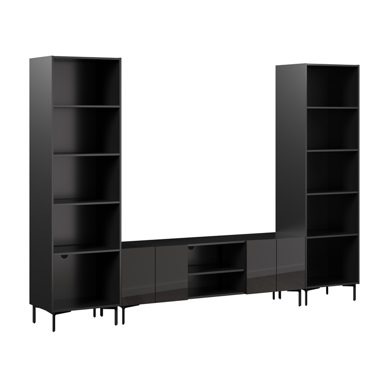 118W Entertainment Center with TV Stand Media Storage Towers - Engineered Wood