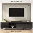 94W TV Stand Storage Cabinet and Large Wall Panel - Engineered Wood