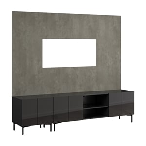 94W TV Stand Storage Cabinet and Large Wall Panel - Engineered Wood