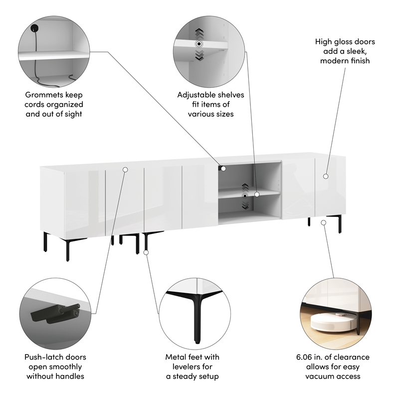 94W Entertainment Center with TV Stand and Storage Cabinet - Engineered Wood