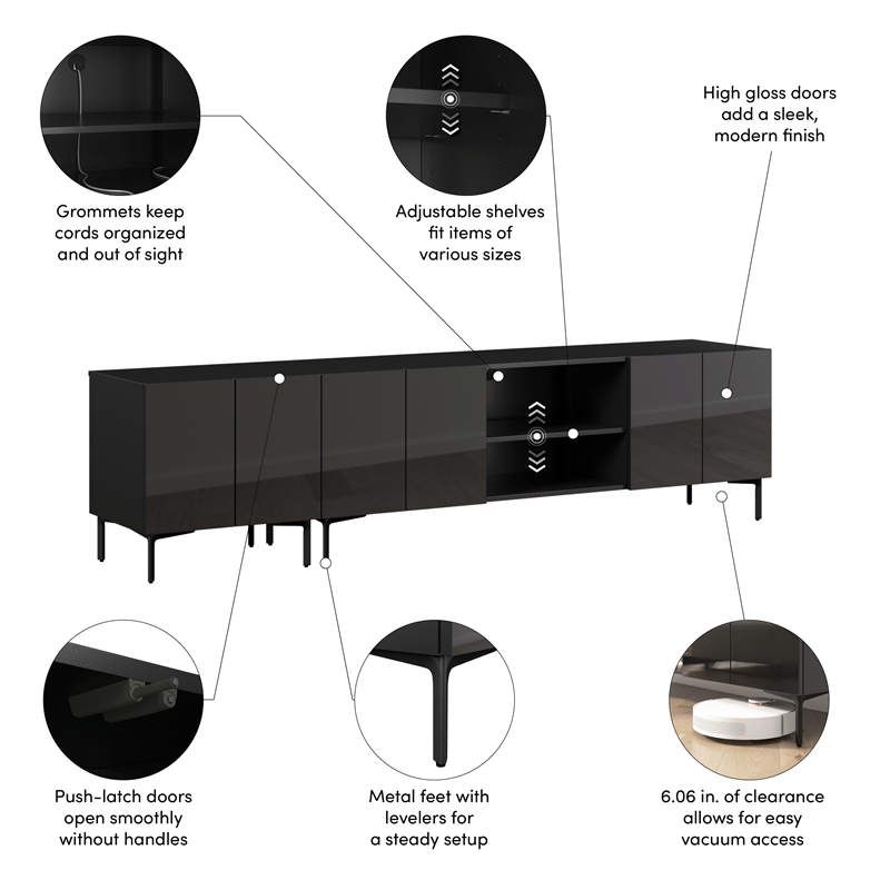 94W Entertainment Center with TV Stand and Storage Cabinet - Engineered Wood
