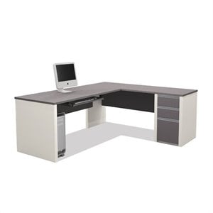 bestar connexion l-shaped desk in sandstone