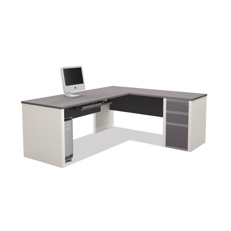 Bestar Connexion L Shaped Workstation With 1 Assembled Pedestal In Bestar Connexion L Shaped Workstation With 1 Assembled Pedestal In Sandstone