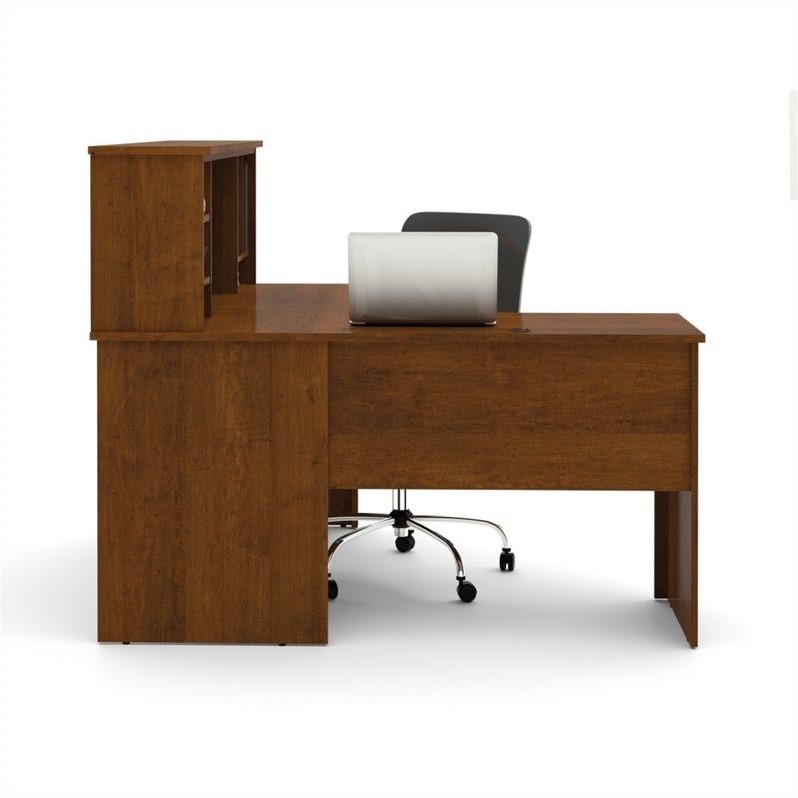 Bestar Somerville LShaped Desk with Hutch in Tuscany Brown 4585063