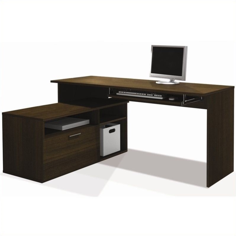 Bestar Modula L Shape Workstation Desk In Tuxedo 90426 1178