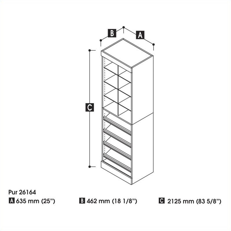 Bestar Pur 25W Closet Shoe Organizer in White - Engineered Wood