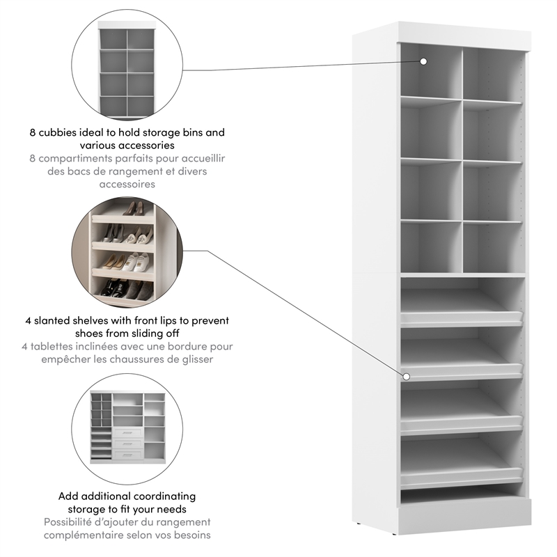 Bestar Pur 25W Closet Shoe Organizer in White - Engineered Wood