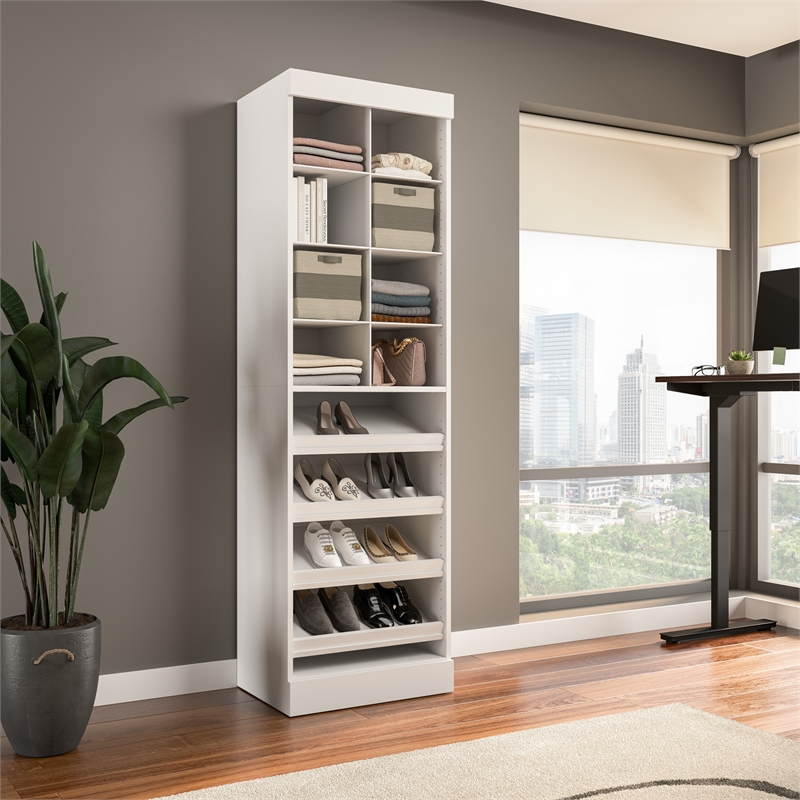 Bestar Pur 25W Closet Shoe Organizer in White - Engineered Wood