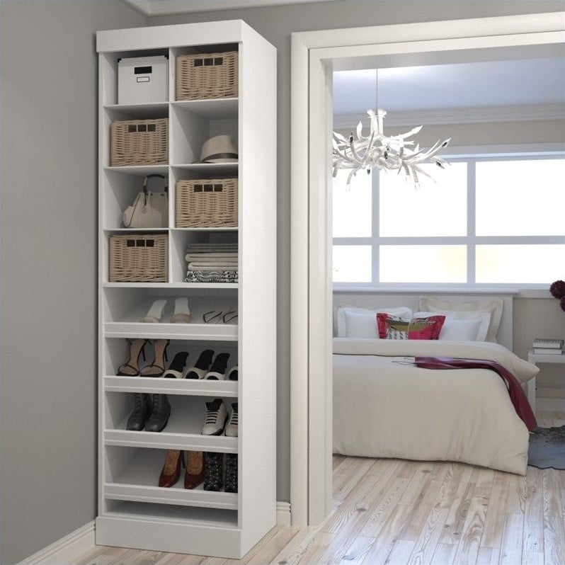 Bestar Pur 25W Closet Shoe Organizer in White - Engineered Wood