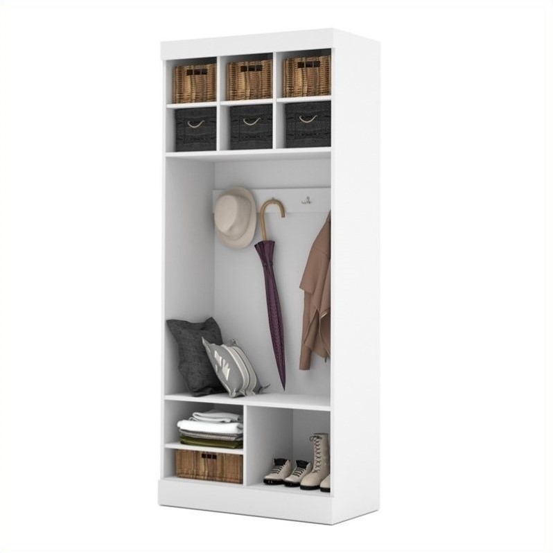 Bestar Pur 36" Storage Unit Cubby with Bench in White 2616717
