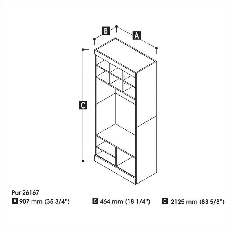 Bestar Pur 36" Storage Unit Cubby with Bench in White 2616717
