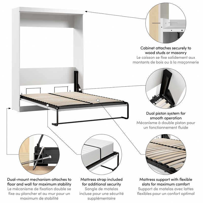Bestar Pur 59W Full Murphy Bed in White