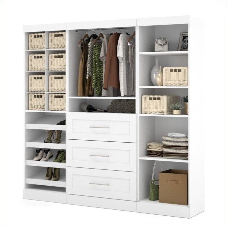 Bestar Pur 86W Closet Organizer System in White - Engineered Wood