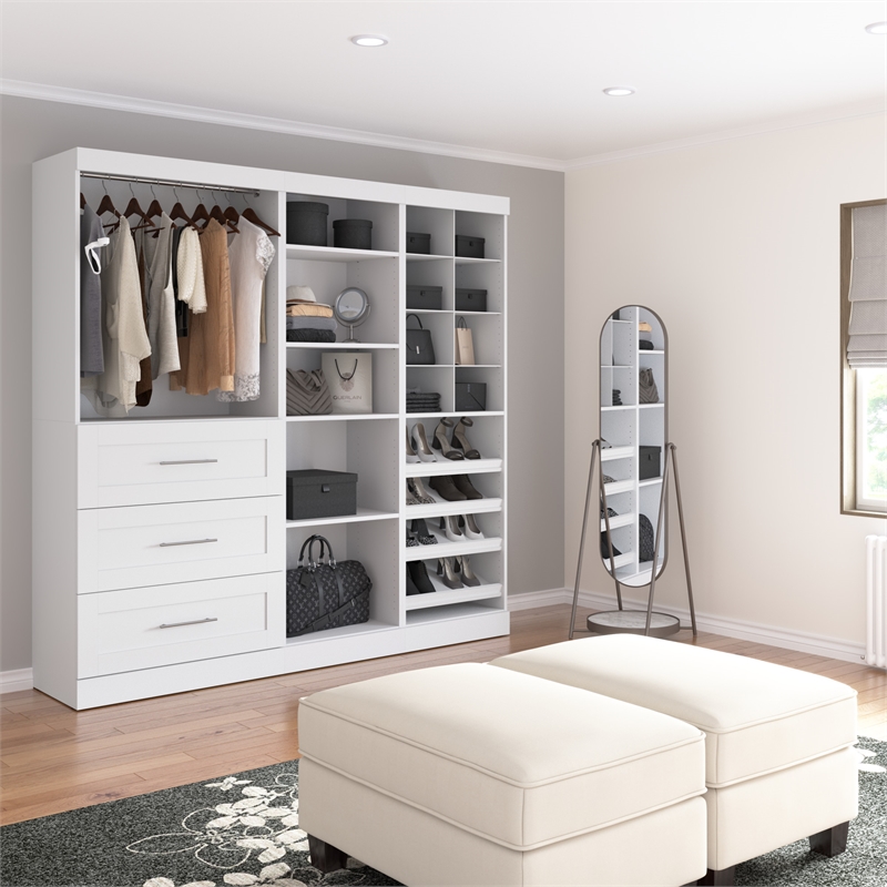 Bestar Pur 86W Closet Organizer System in White - Engineered Wood
