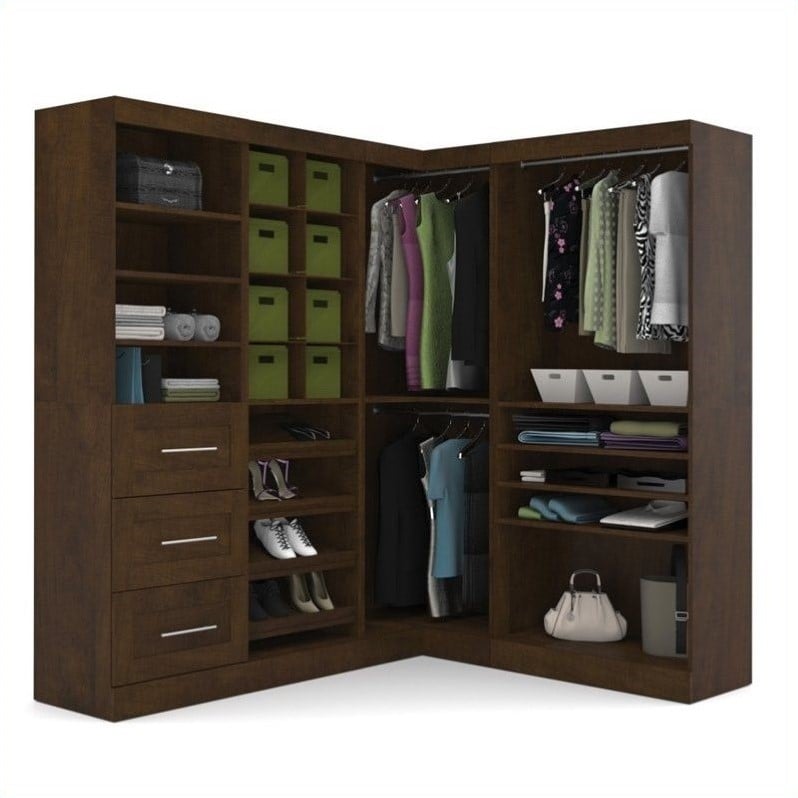 Bestar Pur 82" 4 Piece Corner Storage Unit in Chocolate   26854 69