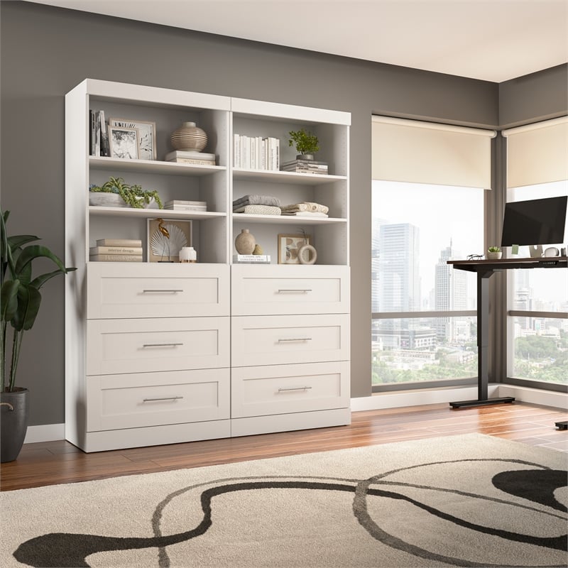 Bestar Pur 72W Closet Organizer with Drawers in White - Engineered Wood