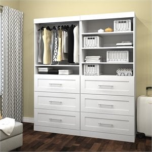 Bestar Pur 72W Closet Organizer with Drawers in White - Engineered Wood